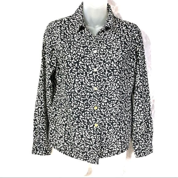 Covington petite floral button up blouse shirt top - Picture 4 of 12
